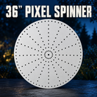Boscoyo 36-inch Pixel Spinner, bare white circular coro panel with its original radial and center-ring hole pattern, unlit.