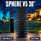 Boscoyo Sphere V5 30-inch kit shown unassembled in black, including the original perforated sheet, rings, core and adapter plates without pixels.