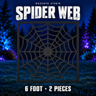 Boscoyo six-foot Spider Web HDPE prop, showing the assembled square web with empty pixel holes; supplied in two pieces.