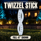 Boscoyo Twizzel Stick coro prop shown against a dark twilight backdrop; original product shape and perforations visible.