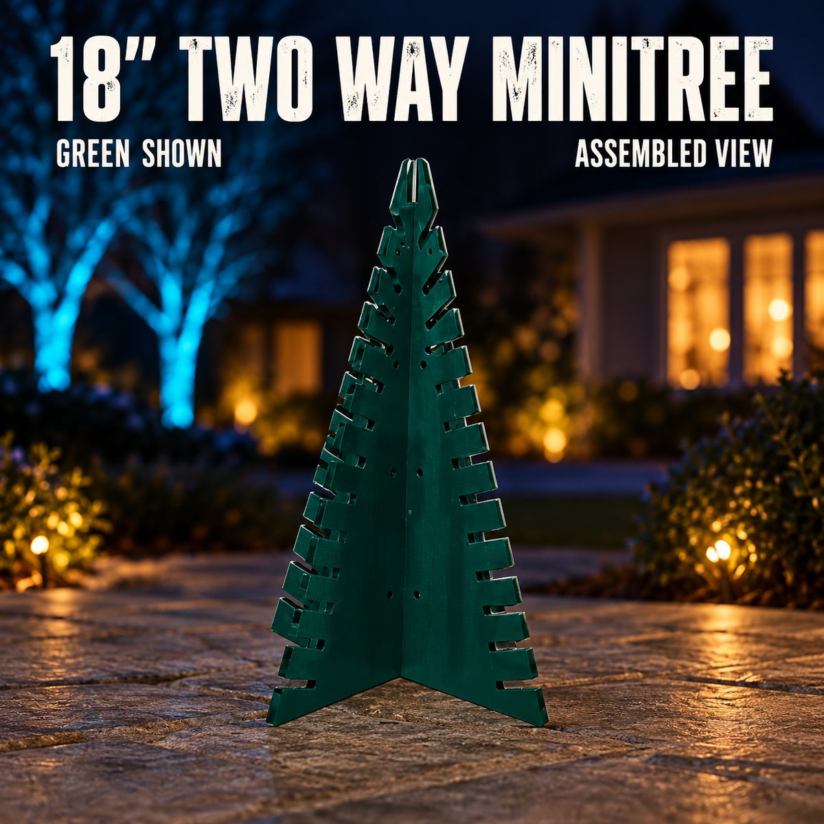 Boscoyo18-inch Two Way MiniTree in green coro, shown assembled without pixels.