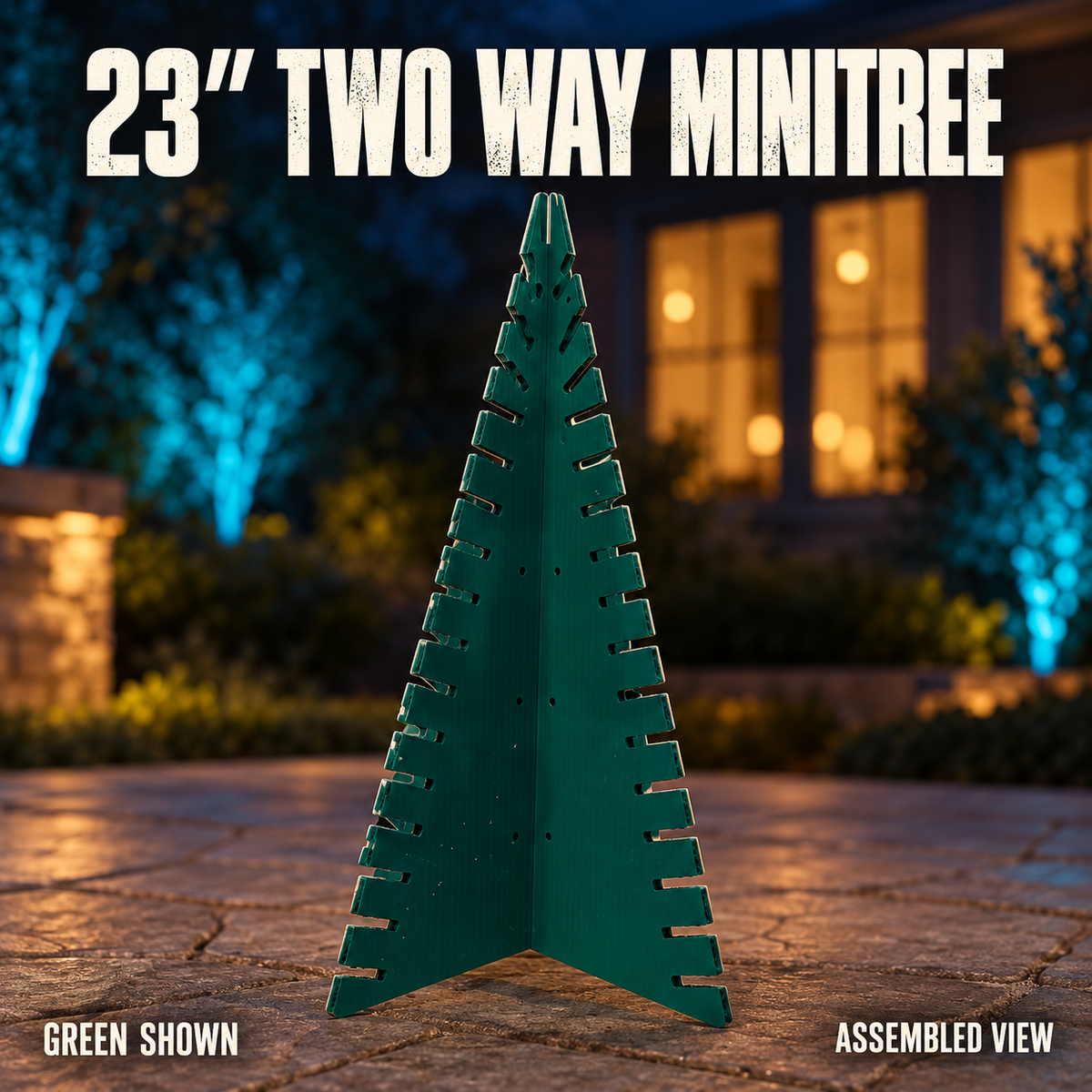 Boscoyo23-inch Two Way MiniTree in green coro, shown assembled without pixels.