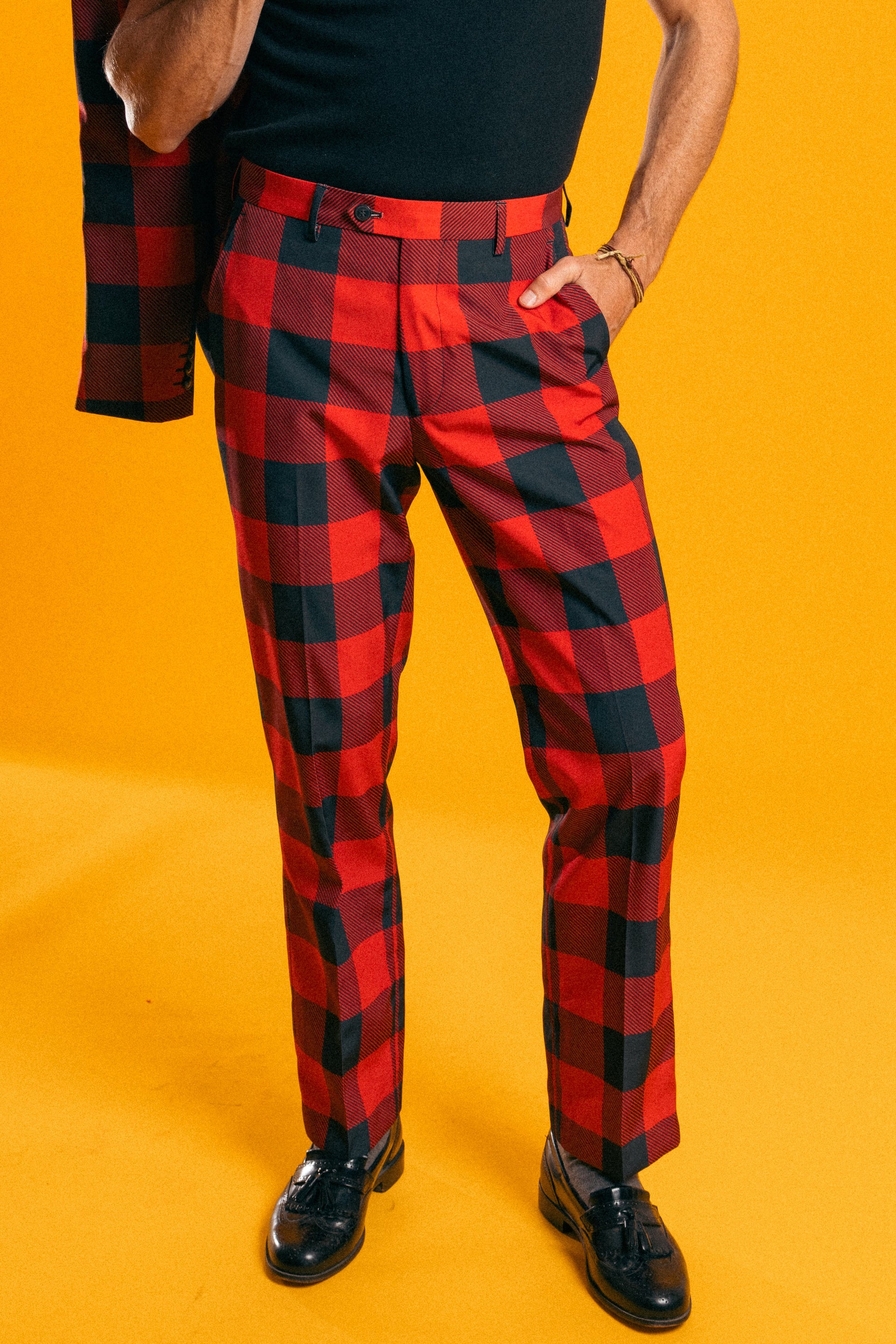 red and black plaid dress pants mens The & Lumberjack Made of high Band size:100 Y2K Party Dress Black jen10/29