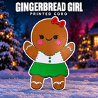 DayCorO Gingerbread Girl printed coro prop, showing its original colorful artwork and unlit pixel-hole layout.