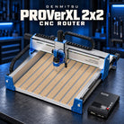 Genmitsu PROVerXL 2x2 cnc router, showing the exact photographed product against a dark workshop background.