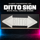 Gilbert Engineering USA Ditto Sign, white pixel version shown. Original product photograph.