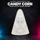 Gilbert Engineering USA Candy Corn bare white coro prop, showing the original singing-face pixel hole pattern without lights.