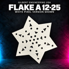 Gilbert Engineering USA Flake A 12-25 bare white coro prop, showing the original empty pixel holes and geometric cutouts.