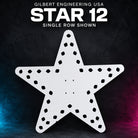 Gilbert Engineering USA Star 12 bare white coro prop, single-row version shown with 40 empty pixel holes and four center mounting holes.