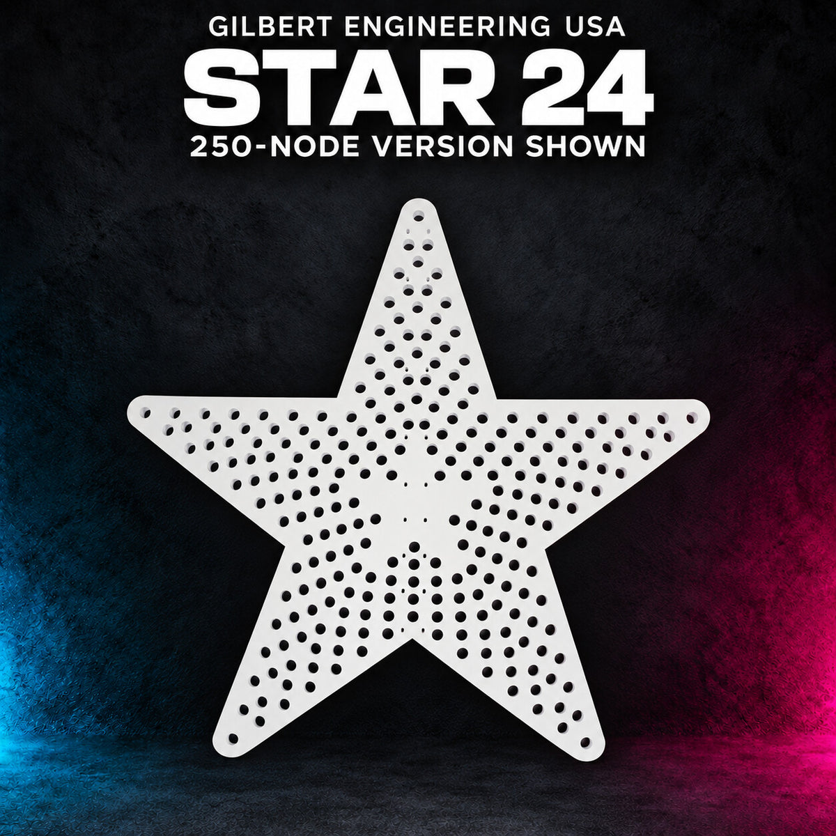 Gilbert Engineering USA Star 24 bare white coro, 250-node version shown with five concentric rows of empty pixel holes.