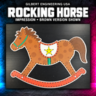 Gilbert Engineering USA ROCKING HORSE, impression • brown version shown. Original unlit printed coro product photograph.