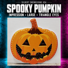 Gilbert Engineering USA IMPRESSION Spooky Singing Pumpkins. IMPRESSION, LARGE, TRIANGLE EYES. Actual unlit printed coro shown.