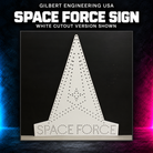 Gilbert Engineering USA Space Force Sign, white cutout version shown. Original product photograph.