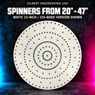 Gilbert Engineering USA Spinners From 20" - 47"; white 23-inch / 235-node version shown, bare unlit coroplast with empty pixel holes.