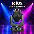 KDJ KB9 bsw moving head fixture with its original photographed construction against a blue and magenta stage.