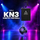KDJ KN3 kinetic football fixture with its original photographed construction against a blue and magenta stage.