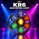 KDJ KR6 mini retro light fixture with its original photographed construction against a blue and magenta stage.