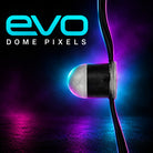 EVO Dome pixel in side view with a frosted dome lens, black body and black cable.