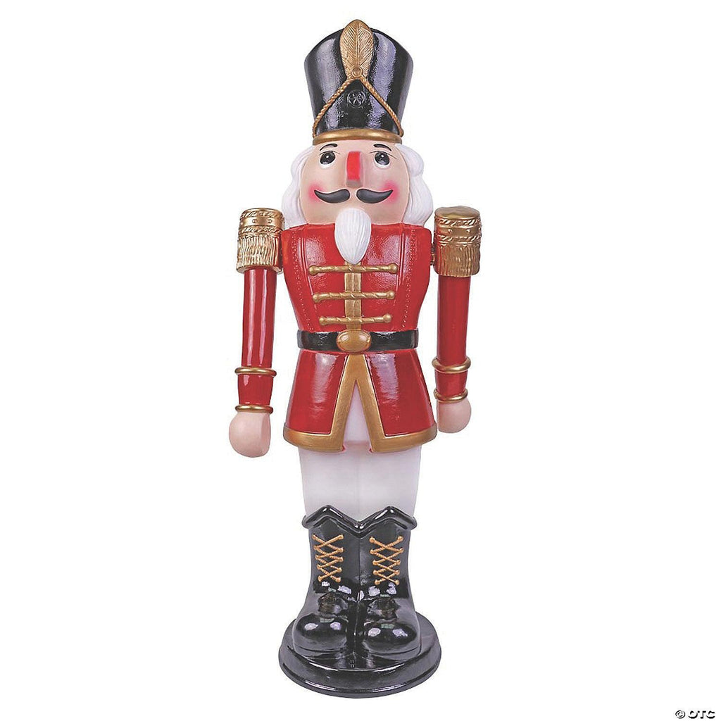 Outdoor 36" Red & White Nutcracker with Moving Arms - Mattos Designs LLC