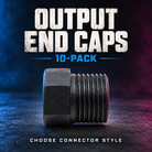 Pixel pigtail output end caps, showing one threaded output-cap example; select the connector style for a pack of ten.