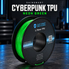 SainSmart Cyberpunk TPU filament in Neon Green, shown on the original labeled black spool.
