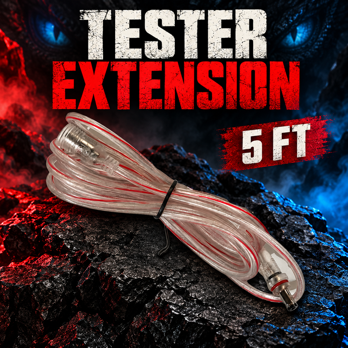 One five-foot clear barrel extension cable for the Dragon tester with the original male and female connectors.