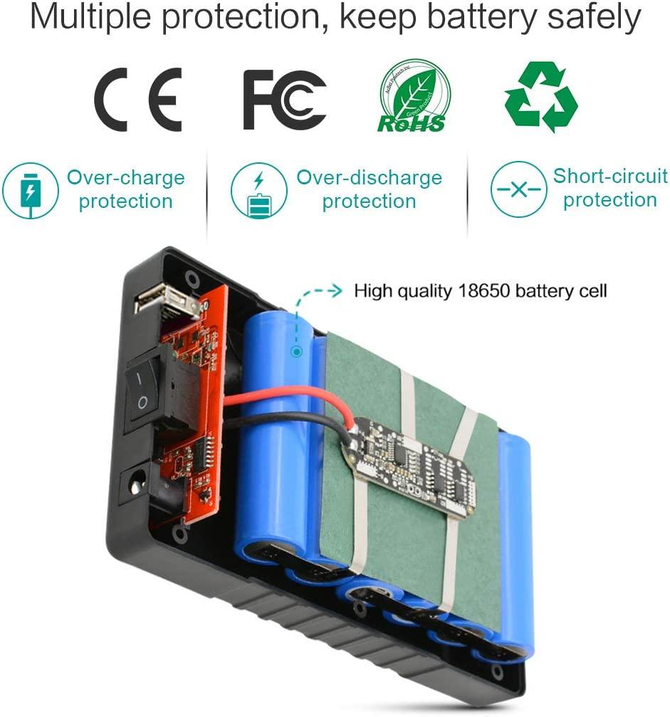 Rechargeable 12V 6000mAh/5V 12000mAh DC Output Lithium ion Battery Pack - Mattos Designs LLC