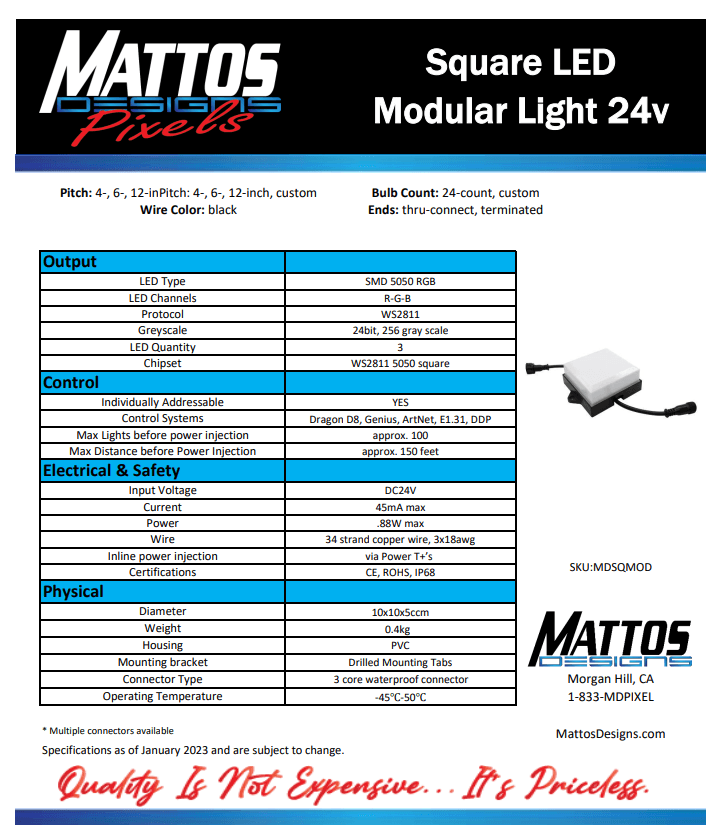 Square LED Modular Light 24V WS2811 - High-Performance RGB Illumination ...