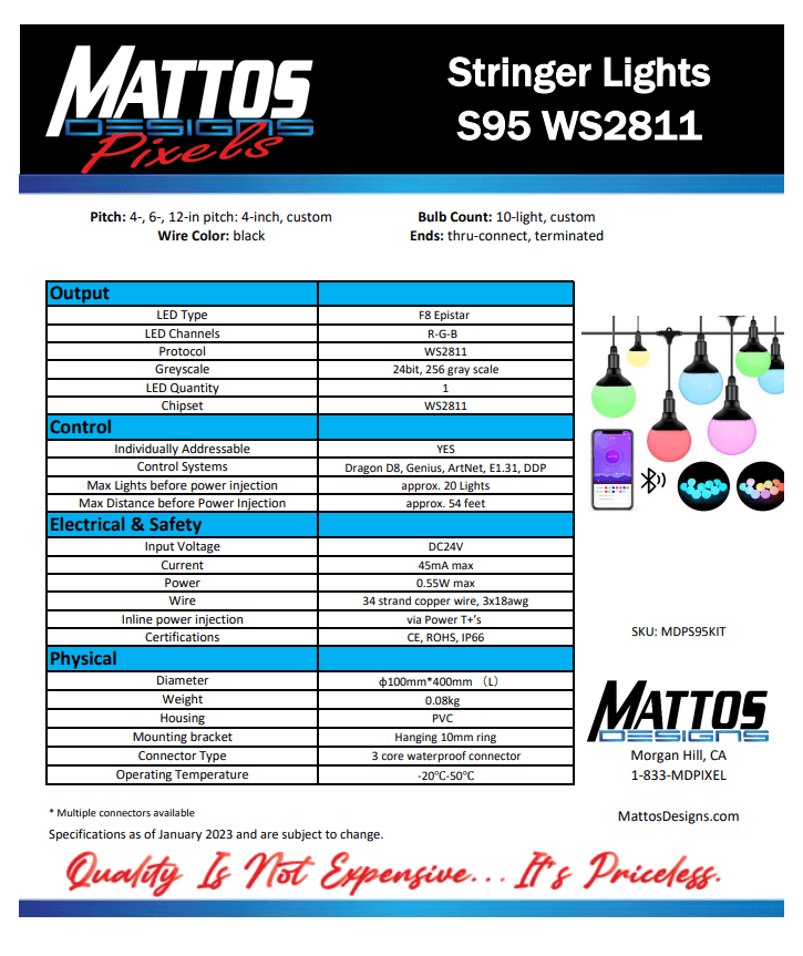 Stringer Lights 24v S95 - Mattos Designs LLC
